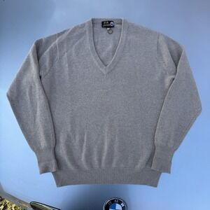 Vintage 80s 70s Panda 100% Cashmere Beige V- Neck Sweater Pullover Size 40 China